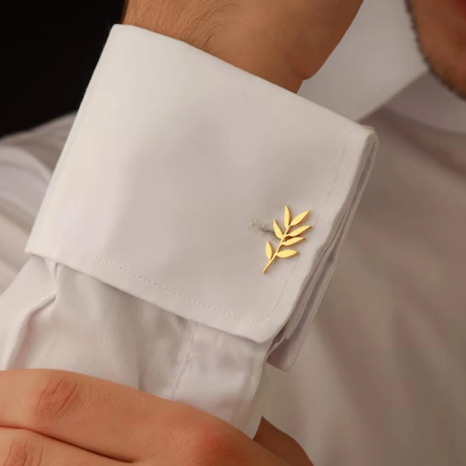 Men'S Grooming For Wedding - Personalized Stainless Steel Olive Branch Pattern