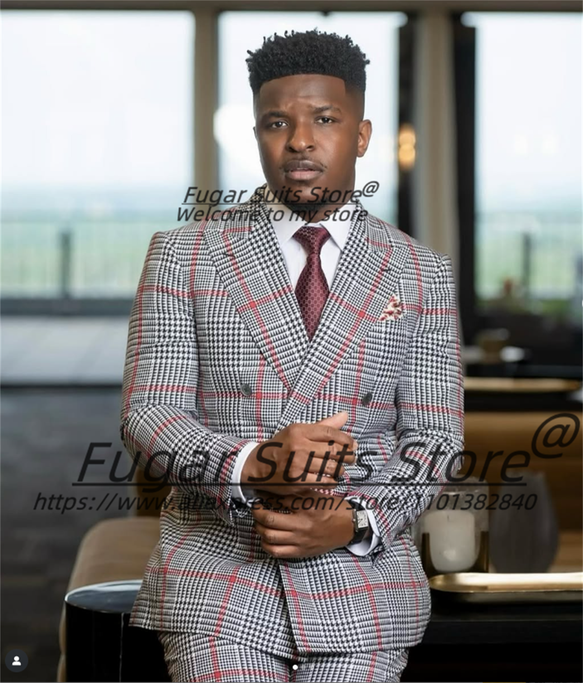 Mens Grooming Tools - Classic Plaid Men Suits Handsome Slim