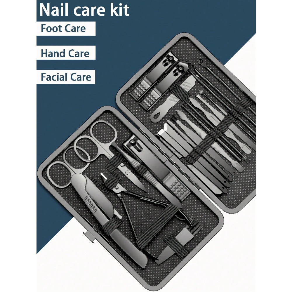 Manicure Set, Stainless Steel  - огляд і ціна Mens Grooming Travel Kit