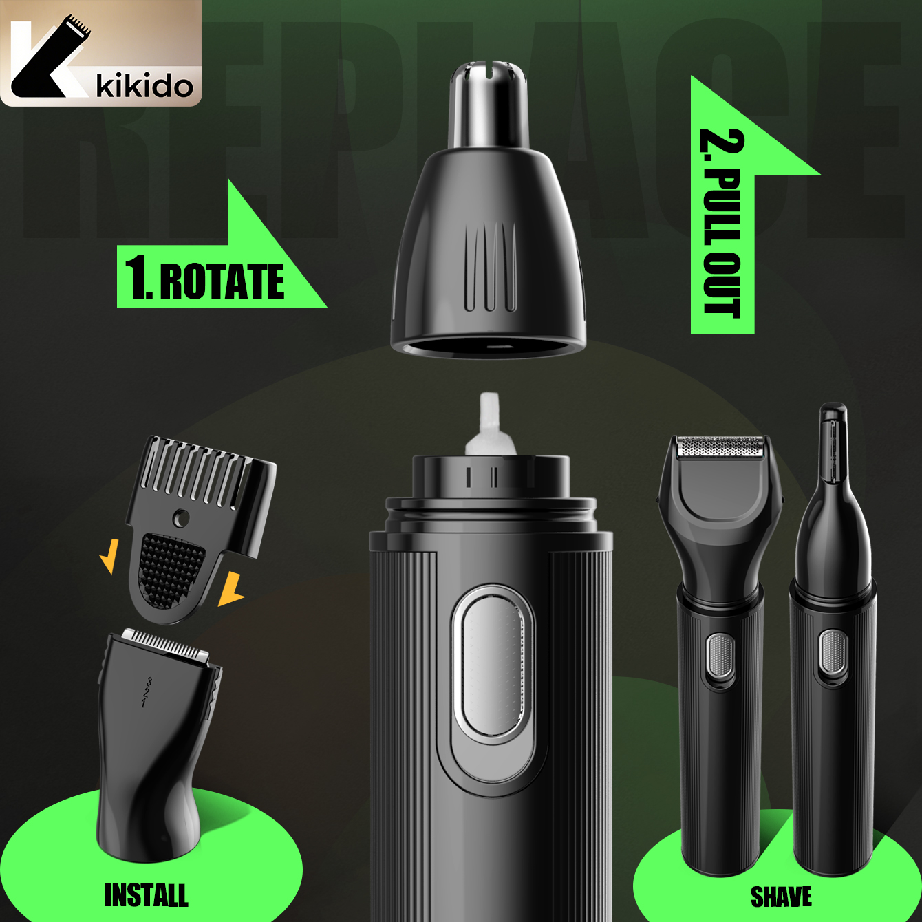 KIKIDO 4 in 1 Nose Hair Trimme - огляд і ціна Mens Grooming Tools